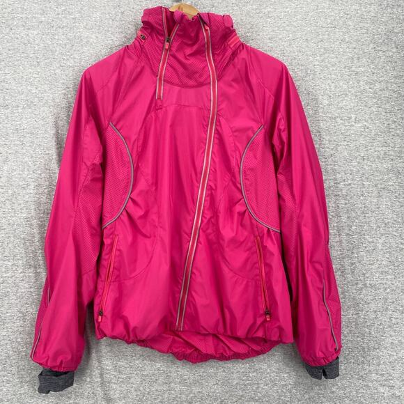 Lululemon Run Inspire Jacket Womens 8 Pink Dual Zipper Water Resistance Hood - Picture 1 of 16
